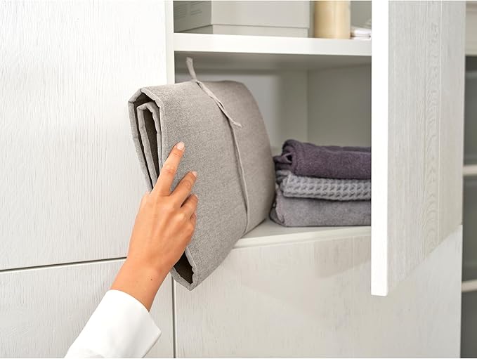 Brabantia - Door Steam Blanket - Heat-Resistant Mat for Clothes Steaming - Over Door Hooks, Protective Back Layer, & Loops for Hangers - Easier Steaming with Handheld Steamers - 43 x 20" - Gray