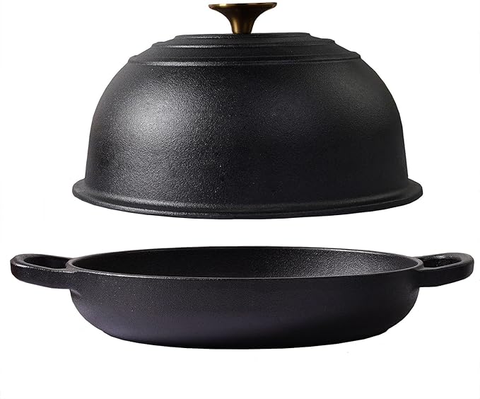 Crucible Cookware Cast Iron Bread Pan, Sour Dough Artisan Bread Oven – Pre-Seasoned – Round 26 cm, 6.25 L (6.6 qt) – Boule Pan with a Deep Lid for Steam Baking