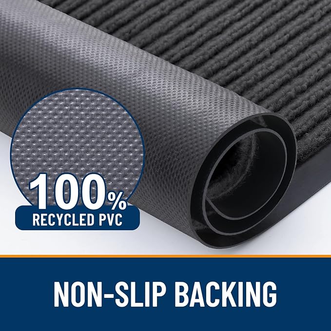 OLANLY Front Door Mat Indoor Outdoor Entrance, Waterproof Heavy Duty Doormat, Fade Resistant, Low Profile, Easy Clean Patio Porch Welcome Floor Mats for Entry, 29.5x17, Charcoal Grey