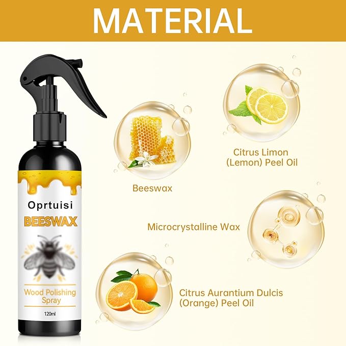 Oprtuisi Natural Beeswax Furniture Polish Spray, Wood Cleaner and Polish, 2-Pack