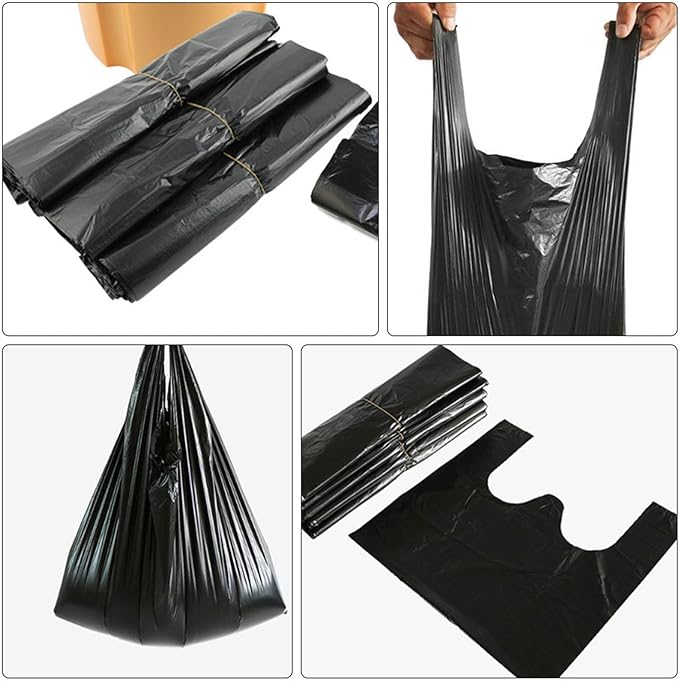 Vest Trash Bags for Car 200pcs Disposable Mini Small 18X26 Inch Black Sanitary Litter Waste Bags Personal Garbage Disposal for Vehicle Use