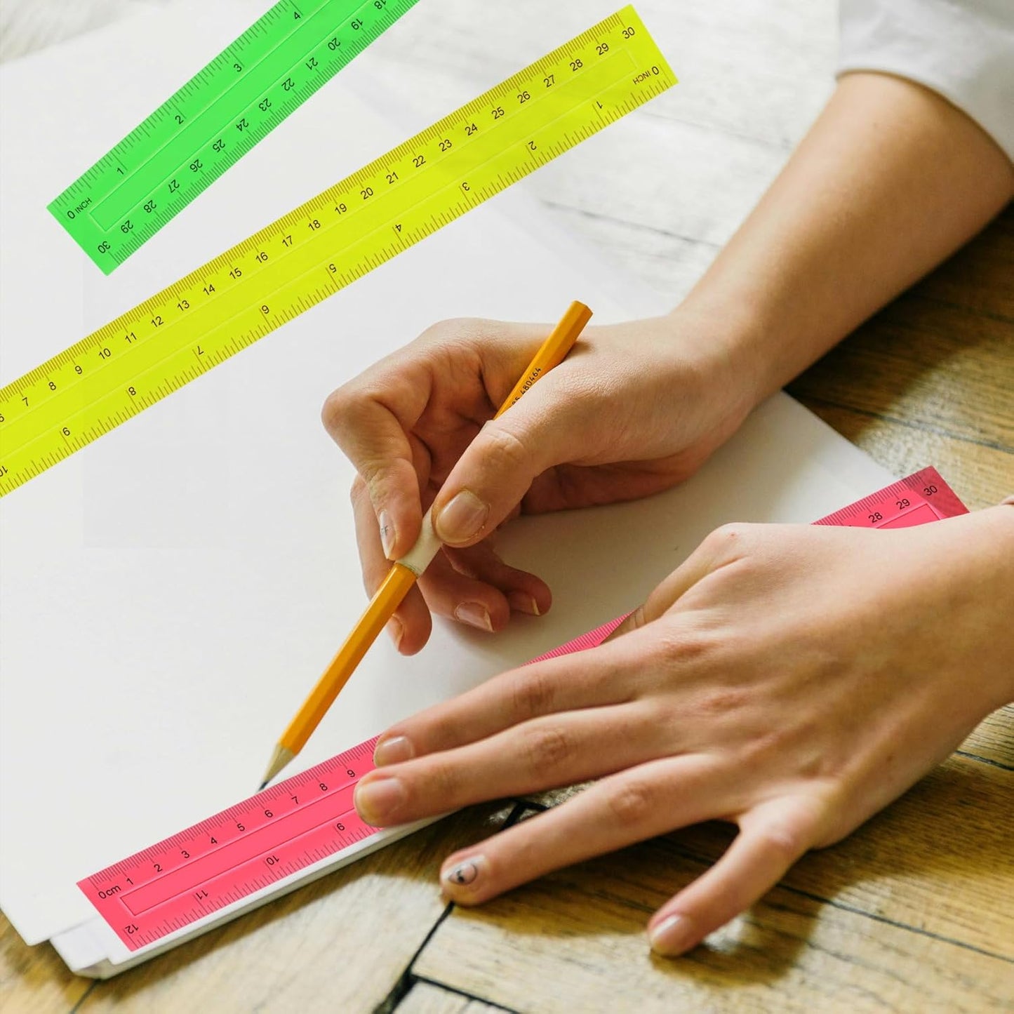 8 Pack Color Transparent Ruler, Plastic Rulers 12 Inch, Assorted Color Metric Rulers Bulk for School, Office, Classroom (8)