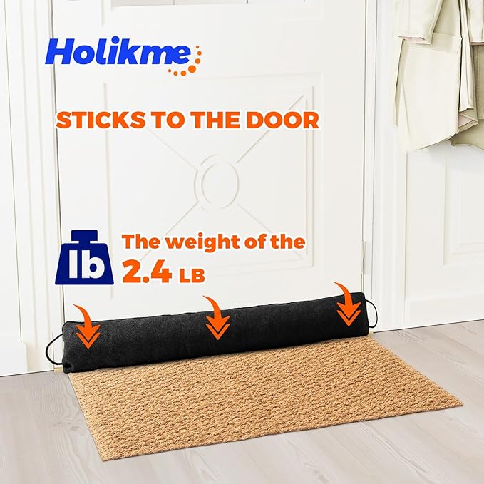 Holikme Weighted Door Draft Stopper 36 inch, Heavy Duty Under Door Draft Blocker Bottom Door Seal Noise and Air, Door Draft Spill Control Supplies Saving Energy, Black