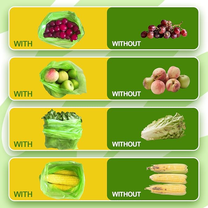 Green Fresh Bags, Keep it Fresh Produce Bags Reusable Green Fresh Bags Keeps Fruits, Vegetables and Cut Flowers, Fresh Longer, BPA-Free (20 Pack)