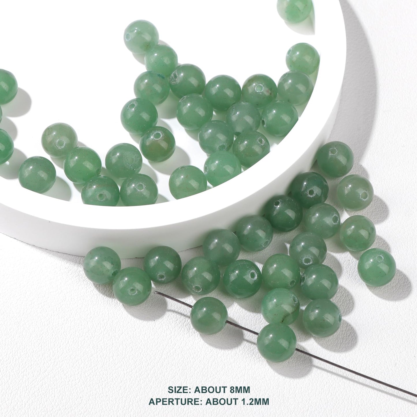 Risyfjew 50PCS 8mm Natural Green Aventurine Beads Gemstone Round Loose Beads for Jewelry Making Chakra Crystal Stone Beads for Bracelets Necklace Earrings Making Supplies (50pcs/Strand)
