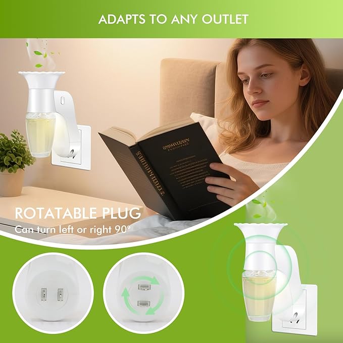 Wall Fragrance Plug in Air Freshener- Plug in Diffuser with Night Light Compatible with Bath and Body Works Wallflowers Refill, ETL Certified Rotatable plug, Scent Control Plug for Home Office (2PCS)