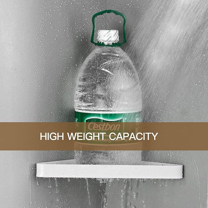 VOLPONE Bathroom Shelves Wall Mounted Glass Corner Shelf for Bathroom Floating Shelf Tempered Glass Wall Organizer 2-Tier(White)