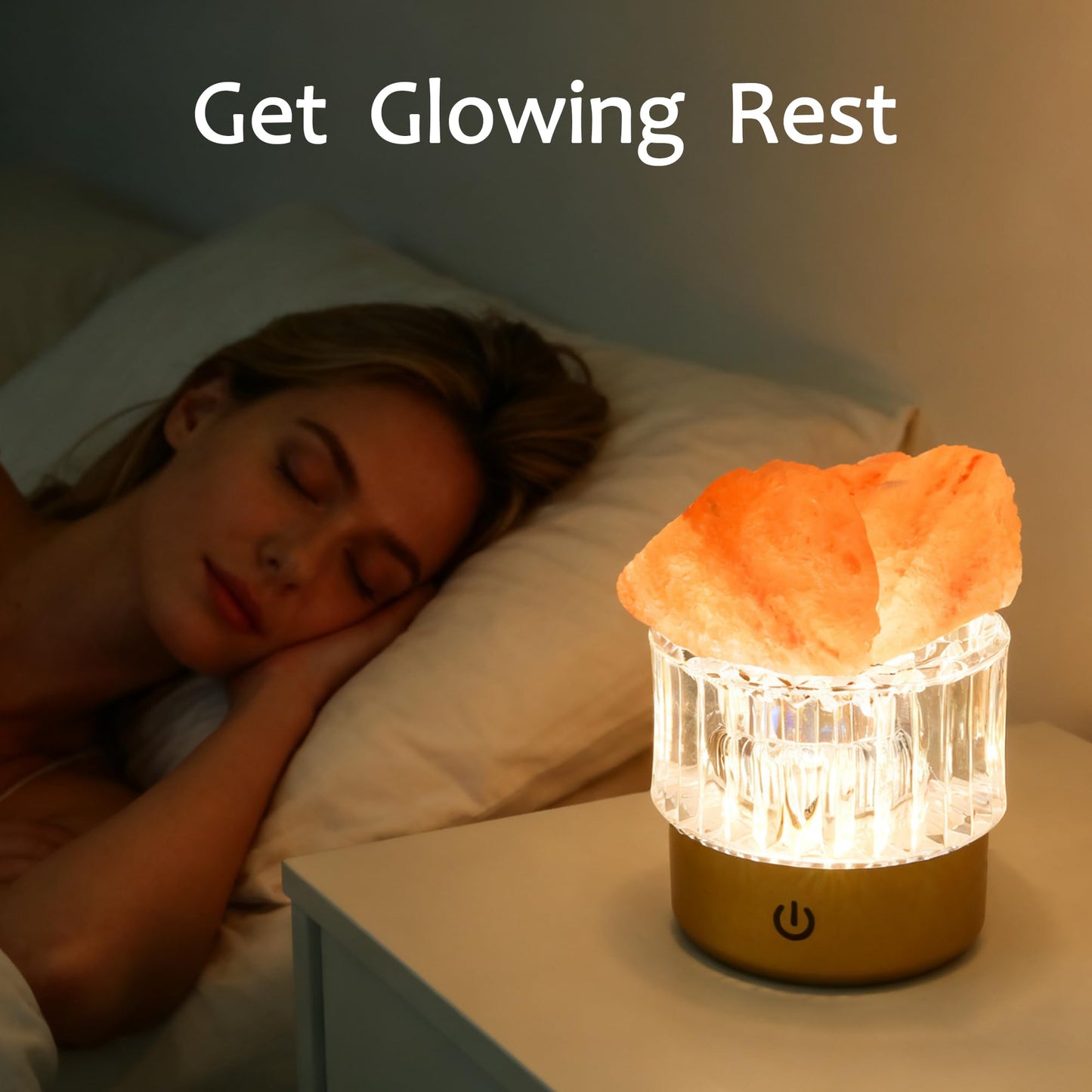 MYDAYS&DESIGN Salt Lamp Natural Pink Crystal Himalayan Salt Rocks, LED Light Dimmer with 3 Levels Cordless, Crystal Lamp Night Light Rechargeable for Room Home Decor Relaxation Ambiance (Orange)