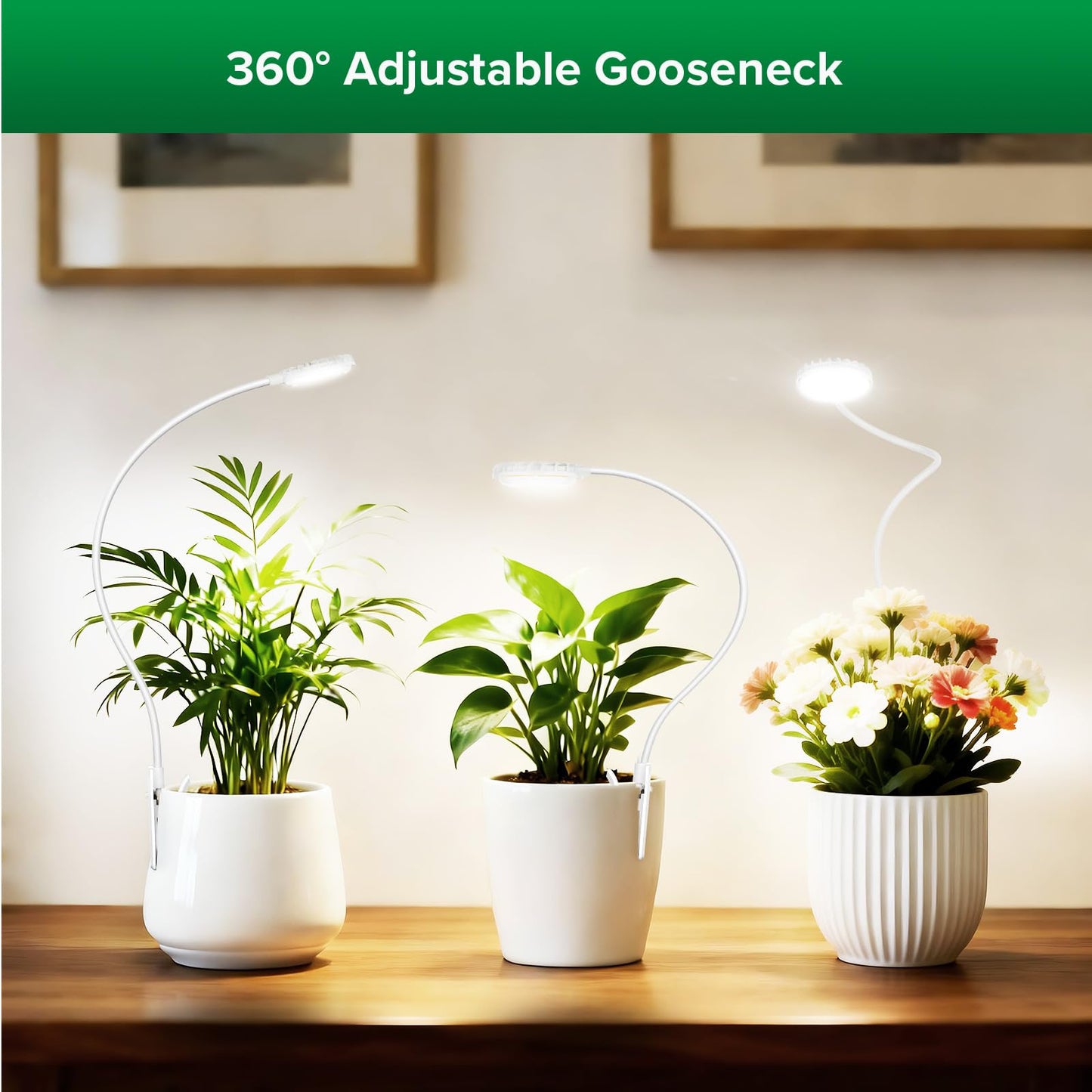 SANSI Upgraded Clip on Grow Lights, Full Spectrum Pot Clip LED Plant Light for Indoor Growing with Auto On/Off Timer 3/6/12H, 4 Dimmable Brightness, Ideal for Small Indoor Plants, 5W 3 Pack