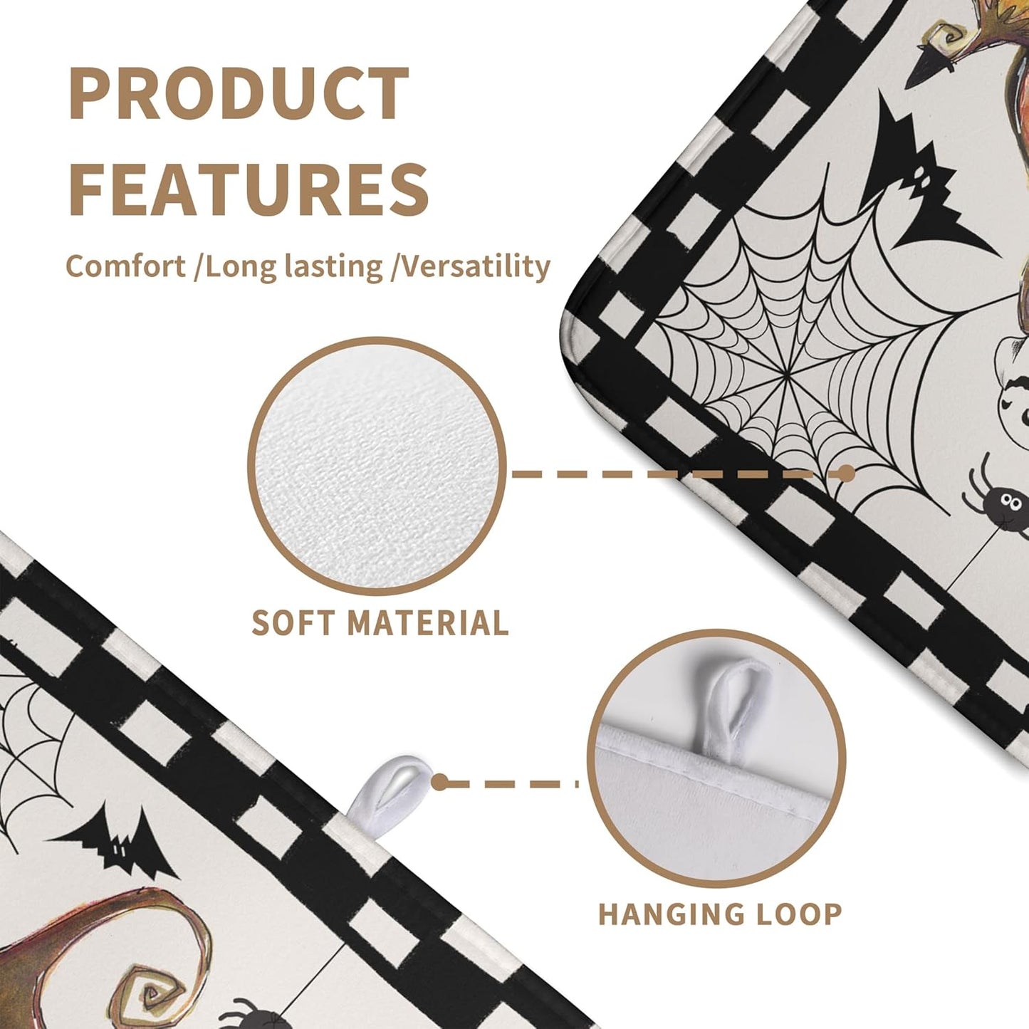 Happy Halloween Fall Pumpkin Dish Drying Mat for Kitchen Counter 18x24 In Spooky Ghost Bats Spider Web Buffalo Plaid Drying Mats Microfiber Dish Drainer Mat Large Absorbent Fast Dry Pad