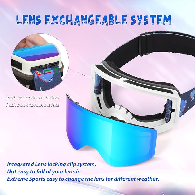 EXP VISION Ski/Snowboard Goggles Parent-child Snow Goggles Over Glasses for Men, Women Youth Kids