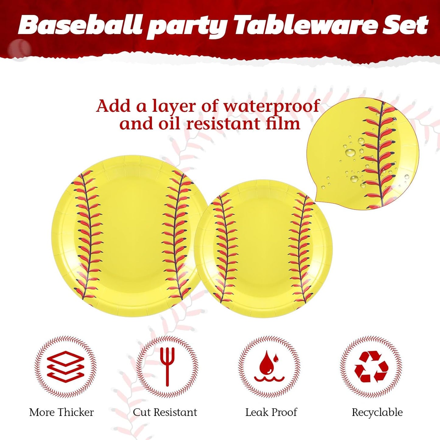Zhehao 192 Pcs Softball Paper Plates and Napkins Set Softball Party Supplies Decorations 7 Inch 9 Inch Disposable Paper Plates Napkins and Forks for Sport Themed Birthday Party Favors Serves 48