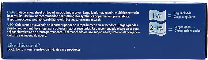 Clorox Fraganzia Fabric Softener Dryer Sheets, Ocean Scent - Wrinkle Reducing Scented Softening Laundry Dryer Sheets for Great Smelling Clothes, 105 Count