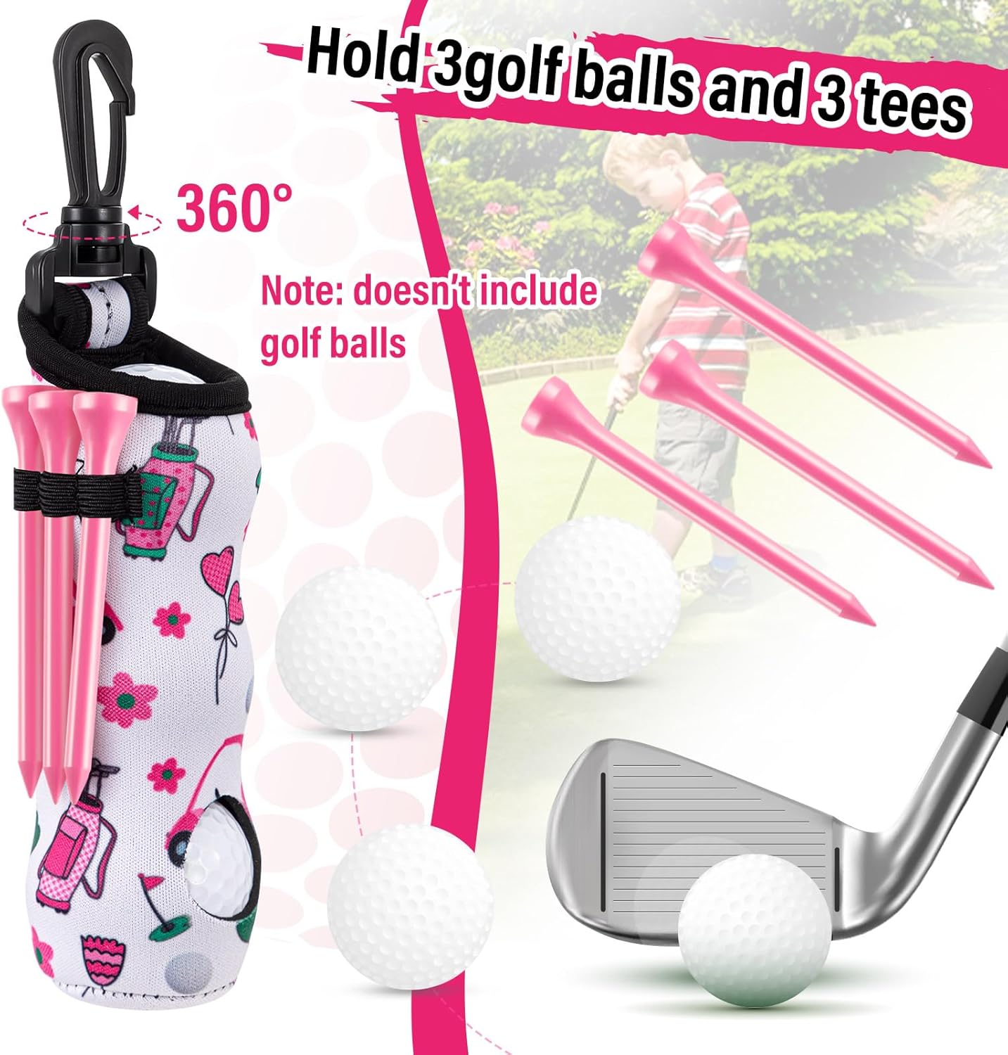 Liliful 12 Pcs Golf Accessories Kit, Include Golf Ball Bag with Hook Towel Tees Magnetic Ball Marker Divot Tool Cleaner Brush for Women Man Gifts