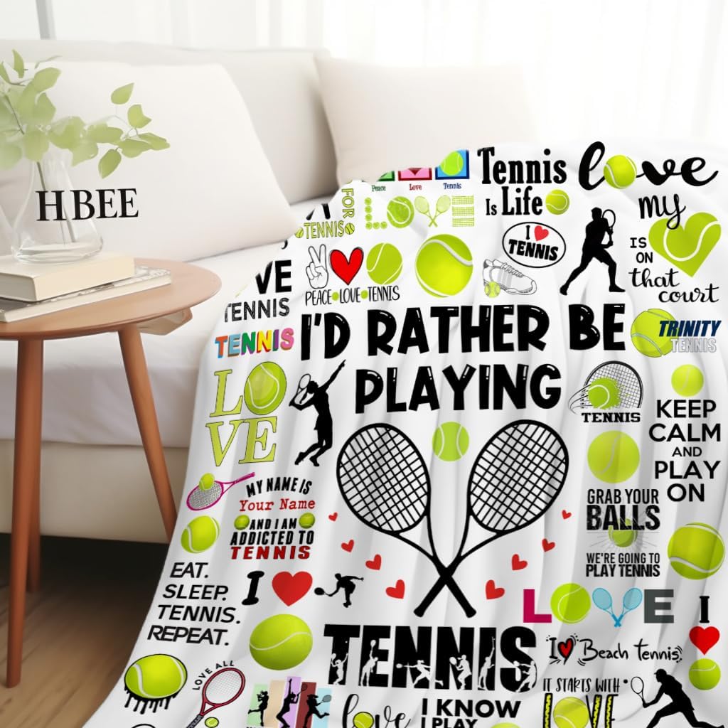 Tennis Blanket Soft Cozy Flannel Throw Blankets Bedding Tennis Lovers Merch Gifts for Boys Girls Women Adults Gifts 60"X50"
