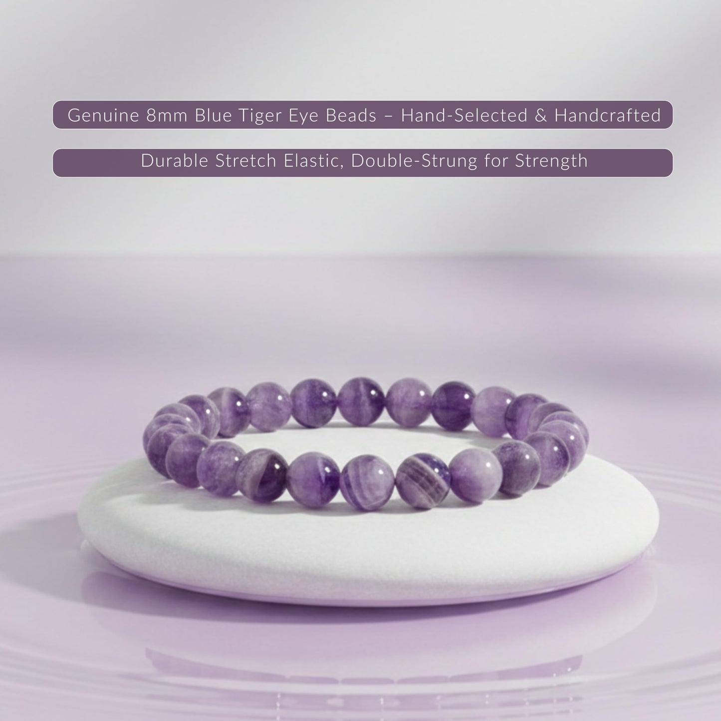 Cherry Tree Collection Dogtooth Amethyst Beaded Bracelet – Genuine 8mm Gemstone Stretch Bracelet for Men & Women – Handmade Crystal Bracelet - (Dogtooth Amethyst - M)