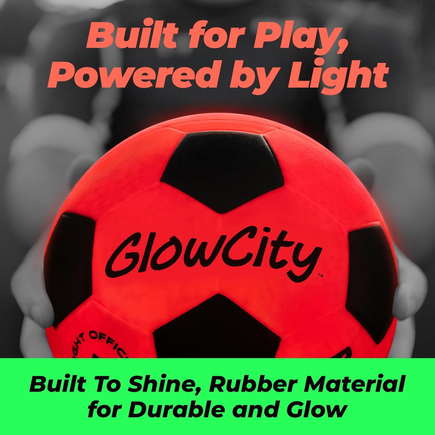 GlowCity Glow in The Dark Soccer Ball - Sizes 3, 4, 5 for Kids, Teens & Adults - Light Up Soccer Ball with 2 LED Lights - Sports Birthday Gifts Ideas for Boys & Teenagers Ages 6 7 8 9 10 11 12 13 14
