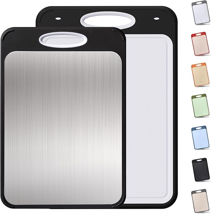 2 in 1 Stainless Steel Cutting Board with Handle 2 Packs Women Her Sister Aunt Wife Hustband Lady Auntie Titi Bestie Soul Happy Christmas Xmas Birthday Gifts Cool Unique Aesthetic 30 40 60 70 Year Old