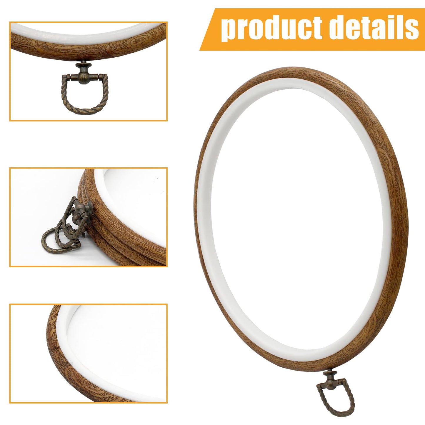 Auvotuis 3Pcs 9 Inch Round Embroidery Hoops Imitated Wood Cross Stitch Hoop, Circle Display Frame for DIY Christmas Ornament, Art Craft Sewing