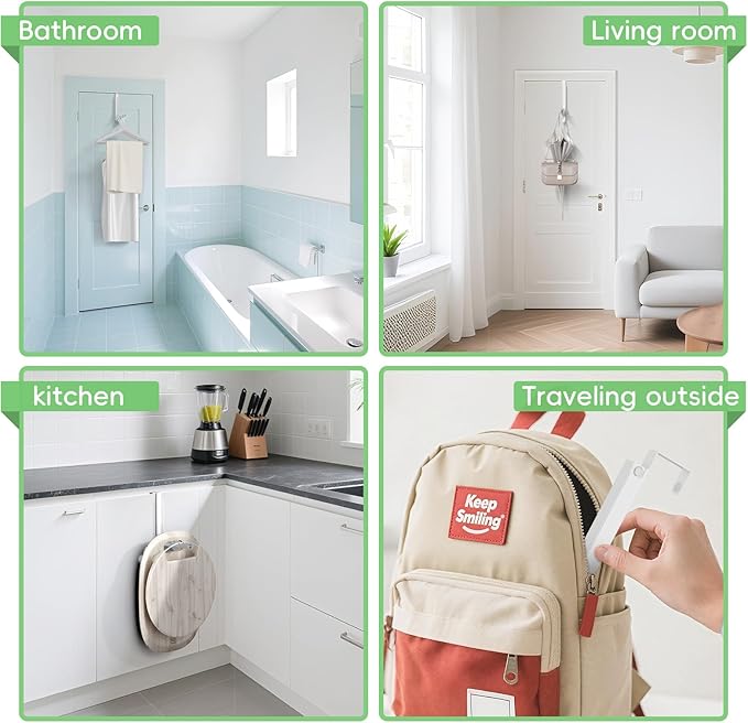 Over The Door Hooks, Extended Over The Door Clothes Hanger with 10 Ridges,Space-Saving Over The Door Rack,Door Hooks for Hanging Clothes,Larger Capacity Over The Door Hanger (2, White)