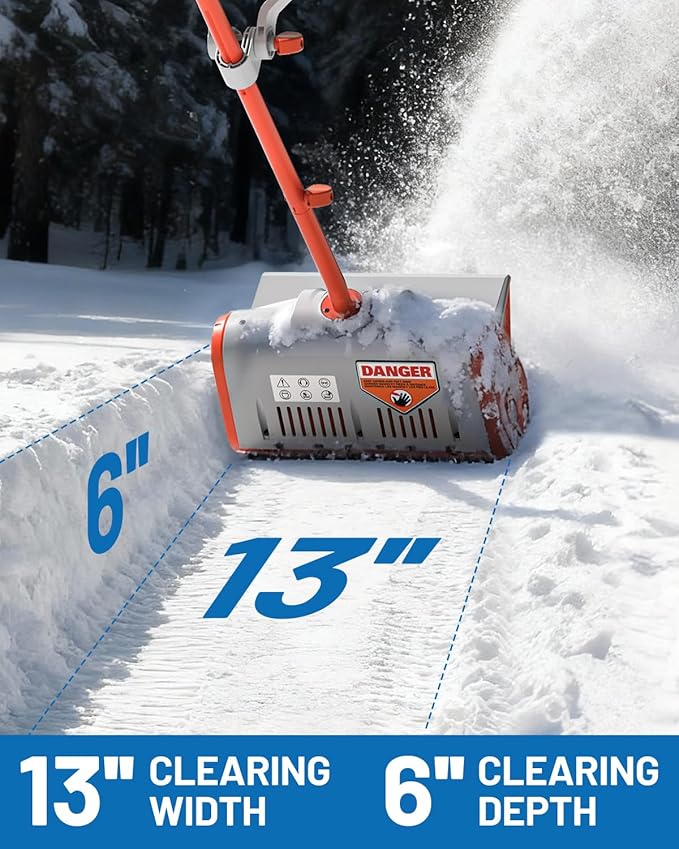 Litheli Cordless Snow Shovel, 13-Inch Battery-Powered Snow Blower with 4.0Ah Battery, Easy to Use Snow Thrower for Driveways, Sidewalks, Decks & Patios