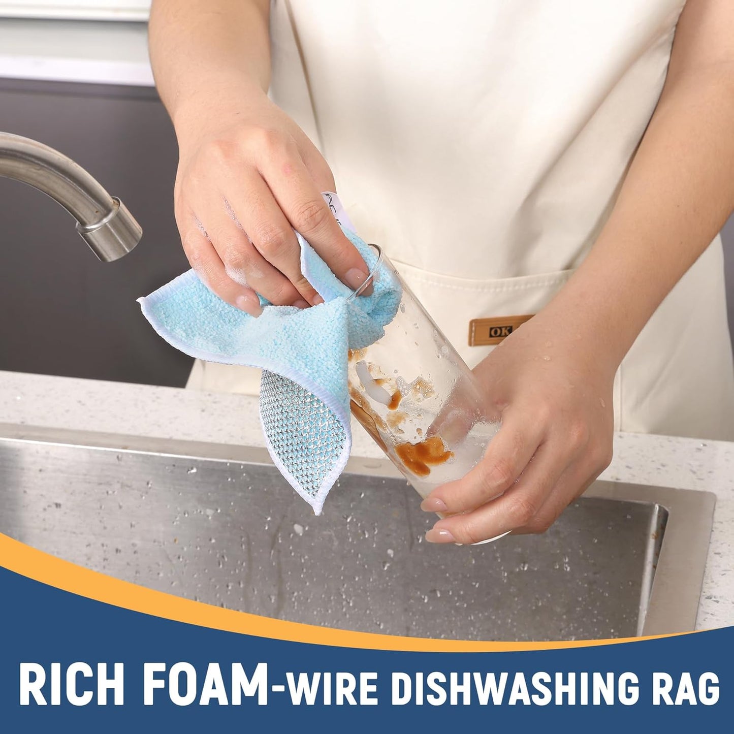 Double Side Non Scratch Wire Dishcloth 15pcs-Multipurpose Wire Dishwashing Rags Wire Mesh Cleaning Cloth,Kitchen Towels and Dishcloths Sets Microfiber Cloth for Cleaning Pans Sinks & Cookware