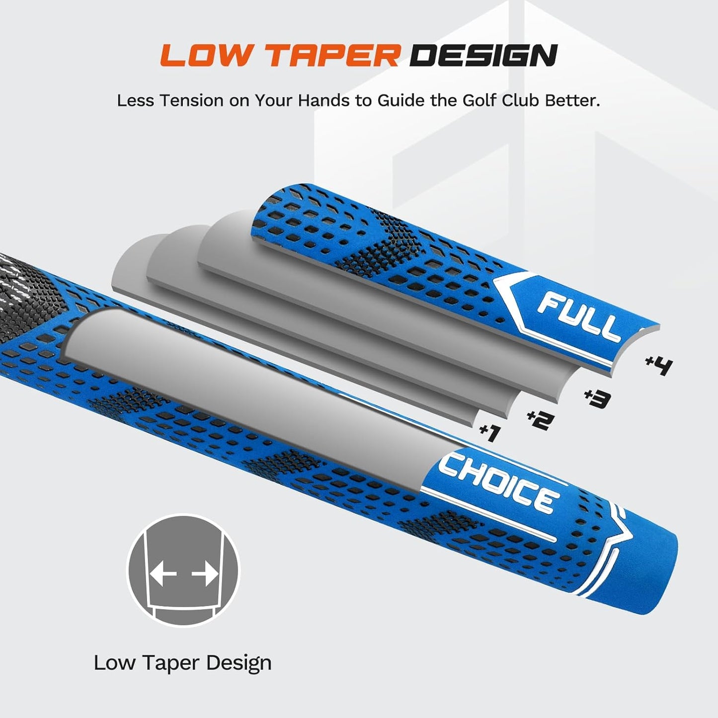 Cross Corded Golf Grips 13 Pack, Low Taper Design, Choose from 13 Grips or 13 Grips with All Kits, 3 Sizes 5 Colors Options, Multi-compound Hybrid Golf Club Grips, CG01 Series
