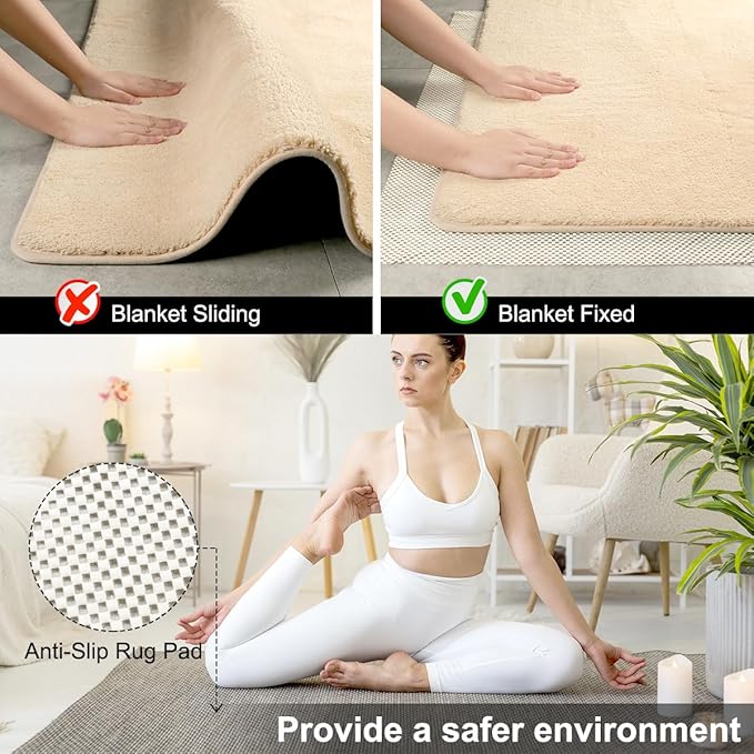 FACIACC Non Slip Rug Pad Gripper 2 x 5 Feet Extra Thick Pads Carpet Pads for Area Rugs Keep Your Rugs Safe and in Place on Hardwood Floor