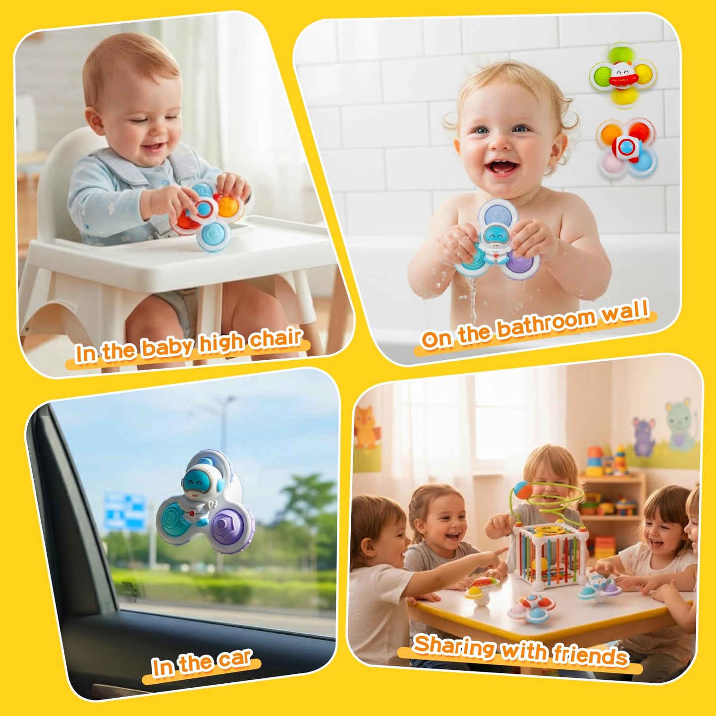 Fyxttalor Montessori Toys for Toddlers 18 Months+, 16PCS Baby Activity Cube with Shape Sorter, 3 Suction Cup Spinner Toys, 2 Bead Mazes, Ball Rolling Track, Developmental Learning Gifts for Boys Girls