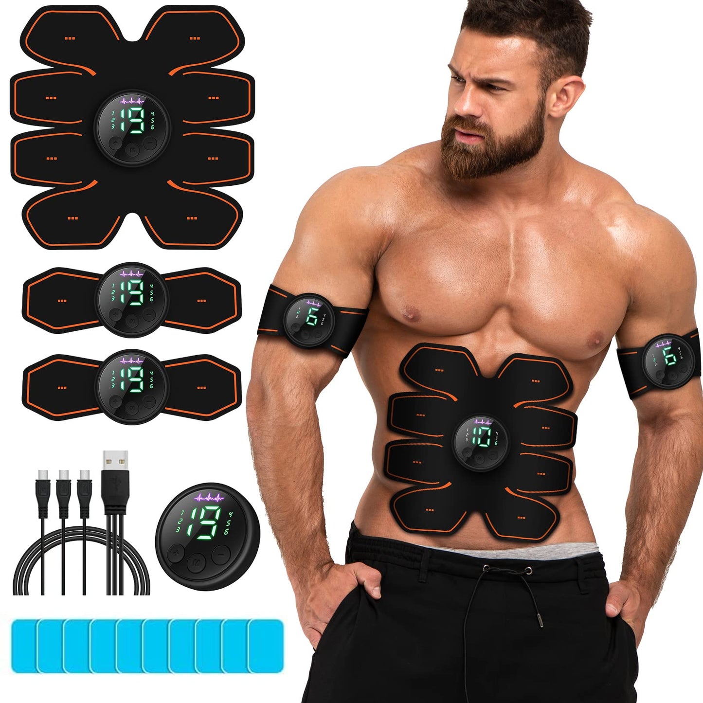 Grexemin ABS Stimulator Workout Equipment  Ab Machine USB Rechargeable Gear for Abdomen/Arm/Leg  Strength Training Equipment for Men and Women-New