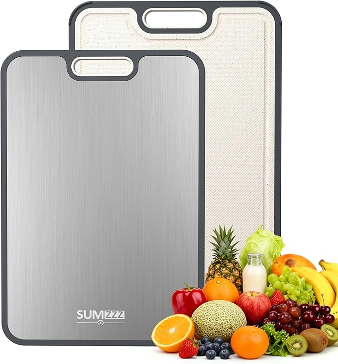 Titanium Cutting Board for Kitchen, Cutting Board Double Sided Food Grade, Pure Titanium/PP, Easy to Clean Large Size 15"×10.3"