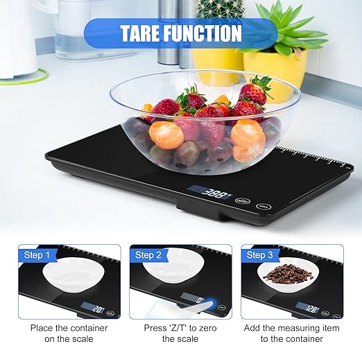 Digital Kitchen Scale, Large Capacity, Easy Tare Function, Large LCD Display, Perfect for Cooking, Baking, and Meal Prep