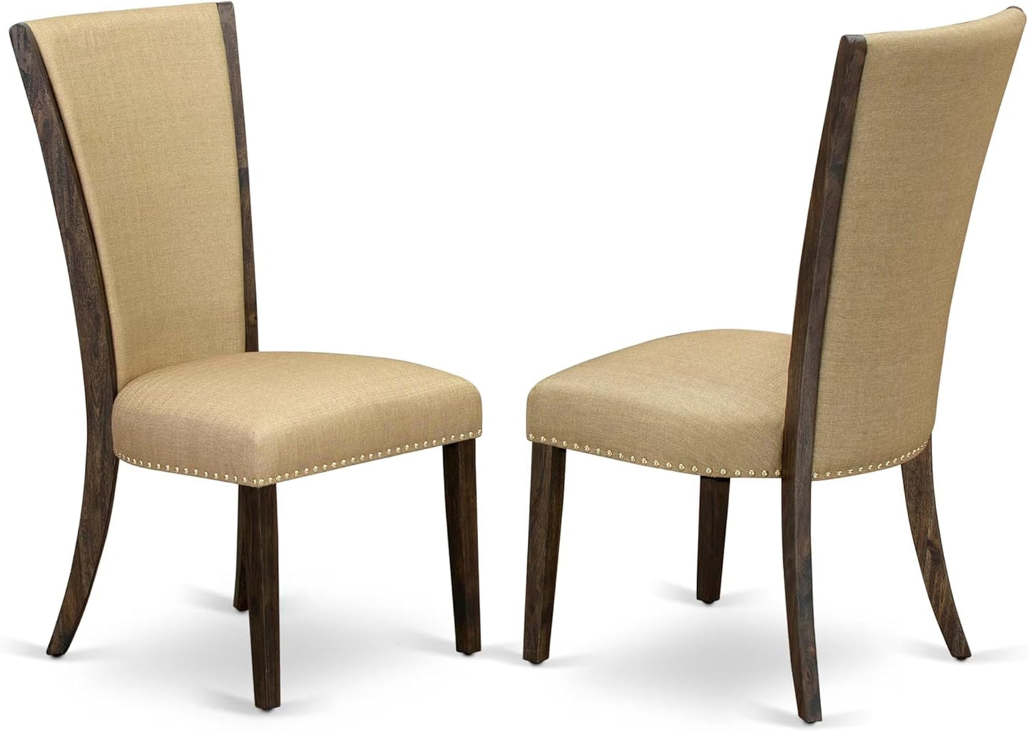 East West Furniture X727VE703-9 9 Piece Kitchen Table Set Includes a Rectangle Dining Table with X-Legs and 8 Brown Linen Fabric Parson Dining Room Chairs, 40x72 Inch, Multi-Color