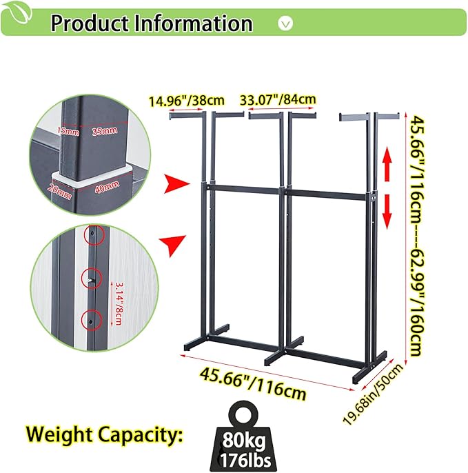 Floor Standing Metal Garment Rack - Heavy Retail Display Racks With Wheels, 6 Arms Clothing Rack, Square Tubing Portable Shirt Racks, Merchandise Display For Hanging Clothes (Gold)