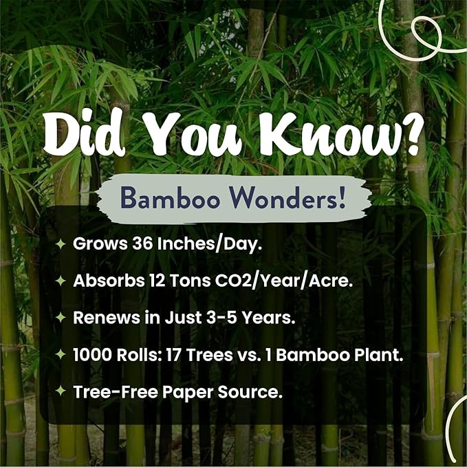 Bamboo Toilet Paper - Organic Ultra Soft 3 Ply - Chemical & PFAS Free, Non-Toxic - 350 Sheets, 24 Pack - Septic Safe, Sustainable - Plant Trees Initiatives with Each Purchase