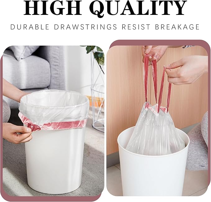 8 Gallon White Drawstring Trash Bags - 210 Count, Thick Garbage Bags for Office, Kitchen, Home - 22.06'' x 25.61'' Plastic Bags
