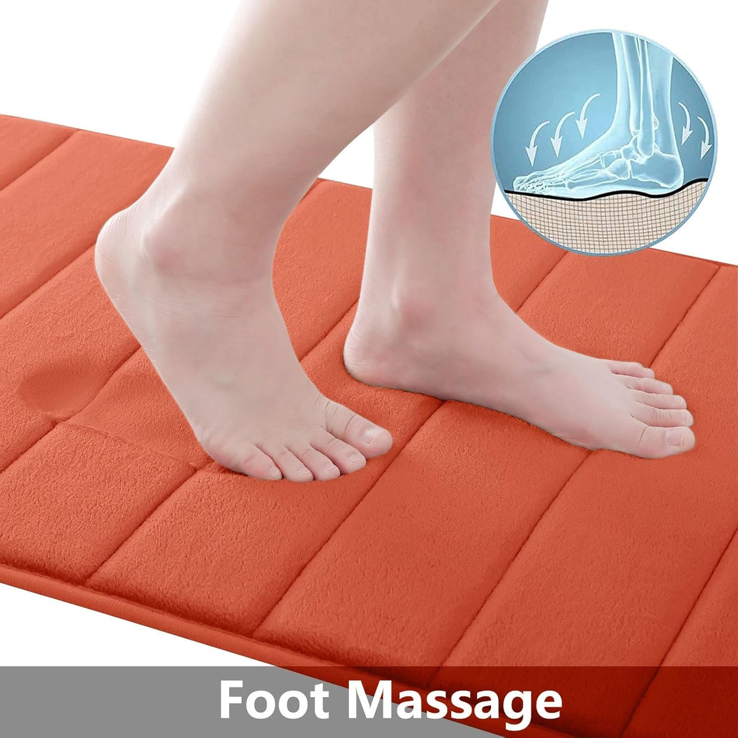 Buganda Memory Foam Bath Mat, 47" x 17", Ultra Soft and Non-Slip Bathroom Rugs, Water Absorbent and Machine Washable Bath Rug Runner for Bathroom, Shower, and Tub, Coral