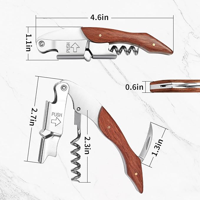Wine Opener, Wine key, Corkscrew, Wine Bottle Opener w/Foil Cutter and Cap Remover for Servers, Bartenders, Waiters, Sommelier, Wine lover (Brown, Customize)