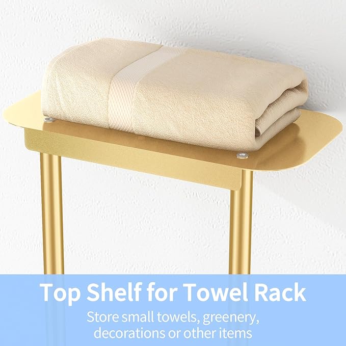 Towel Racks for Bathroom with Shower Caddy with Metal Shelf, 36.4 Inch Bathroom Towel Storage Wall Mounted, Gold