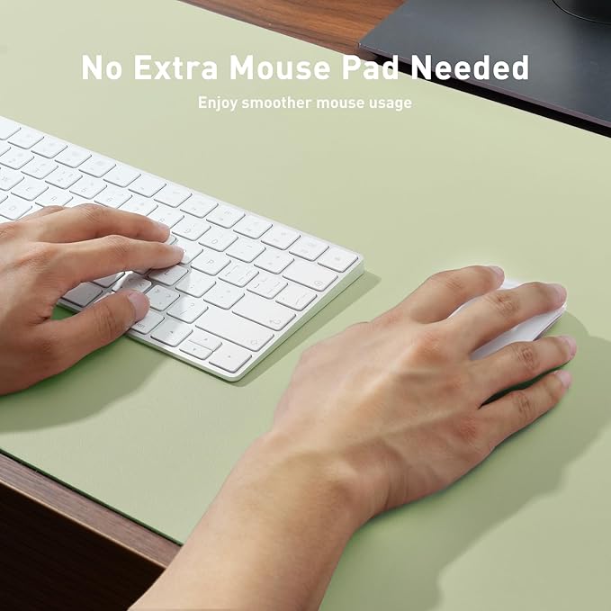 Aothia Leather Desk Pad Protector, Mouse Pad, Office Desk Mat, Non-Slip PU Leather Desk Blotter, Laptop Desk Pad, Waterproof Desk Writing Pad for Office and Home (Grass Green, 36" x 17")