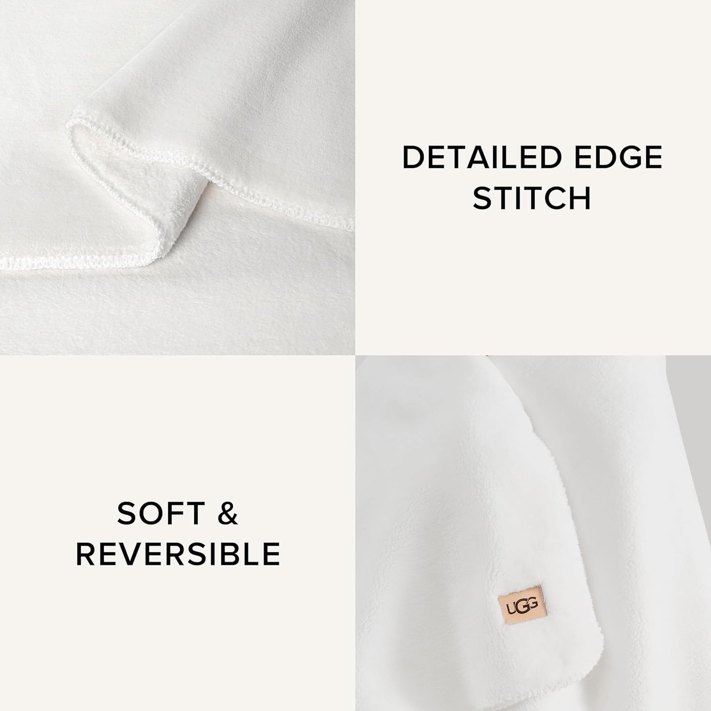 UGG Whitecap Plush Throw Blanket Fleece Lightweight Soft Cozy Throw for Couch or Bed Luxury Home Decor for Living Room Washable Hypoallergenic Blankets for Dorm Decor, 50-inch x 70-inch, White Snow