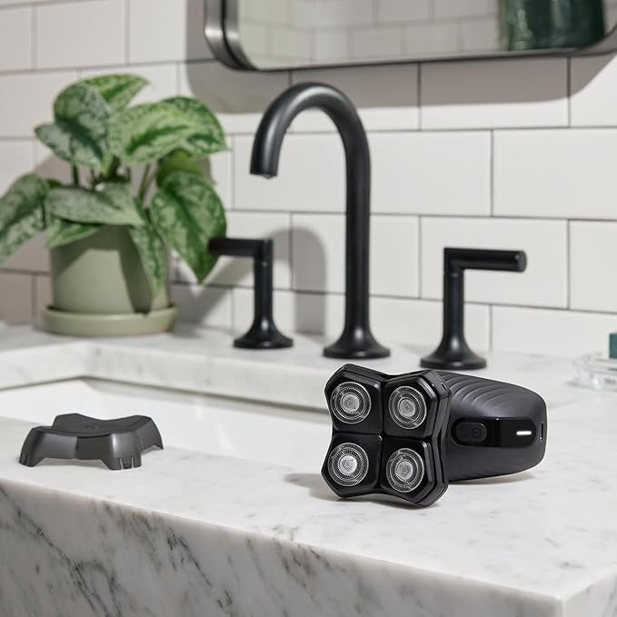 MANSCAPED® The Dome Shaver™ Plus Men’s Head Shaver – Four Double-Track Rotary Blades with SkinSafe® & FlexAdjust Technology, Waterproof, USB-C Charging, Magnetic Detachable Blade Pad, Travel Lock