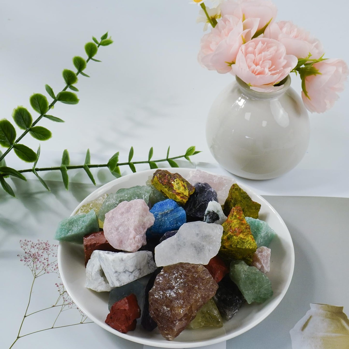 Raw Crystals, Large 1.2-2.0" Healing Crystal Natural Rough Stones for Intuition,Chakra,Meditation,Decoration,Polishing,Energy Work (White Turquoise, 3.5oz-1.2-2.0"raw Crystals)
