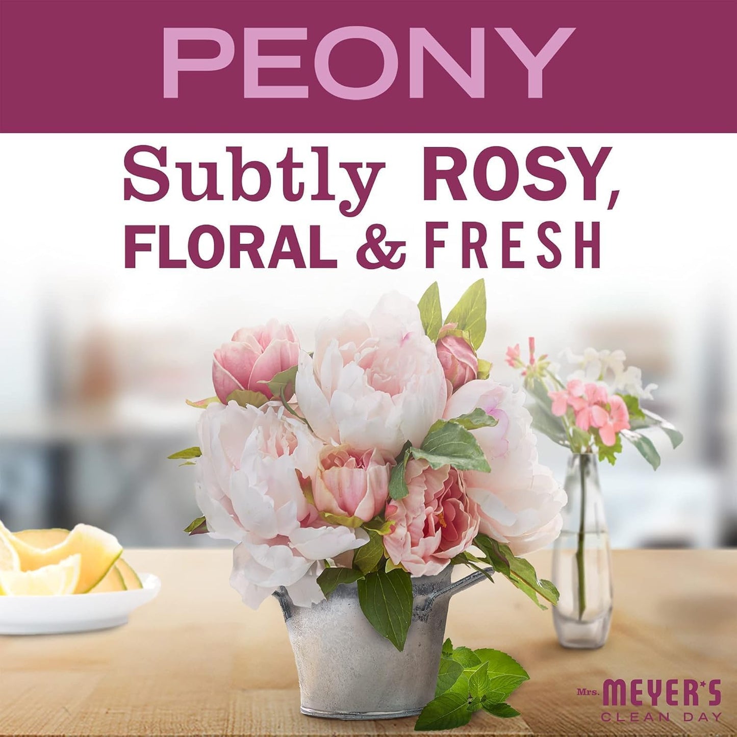 MRS. MEYER'S CLEAN DAY Liquid Dish Soap, Biodegradable Formula, Peony, 16 Fl. Oz - Pack of 3