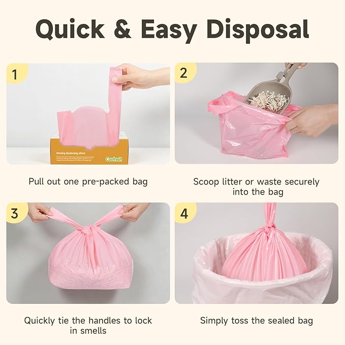 Odor-Sealing Dog Poop Bags with Handles 200 Count Pet Waste Bags, Large Capacity & Unscented Poop Bags for Dogs or Cat Litter, Conceals Smell & Mess (White)