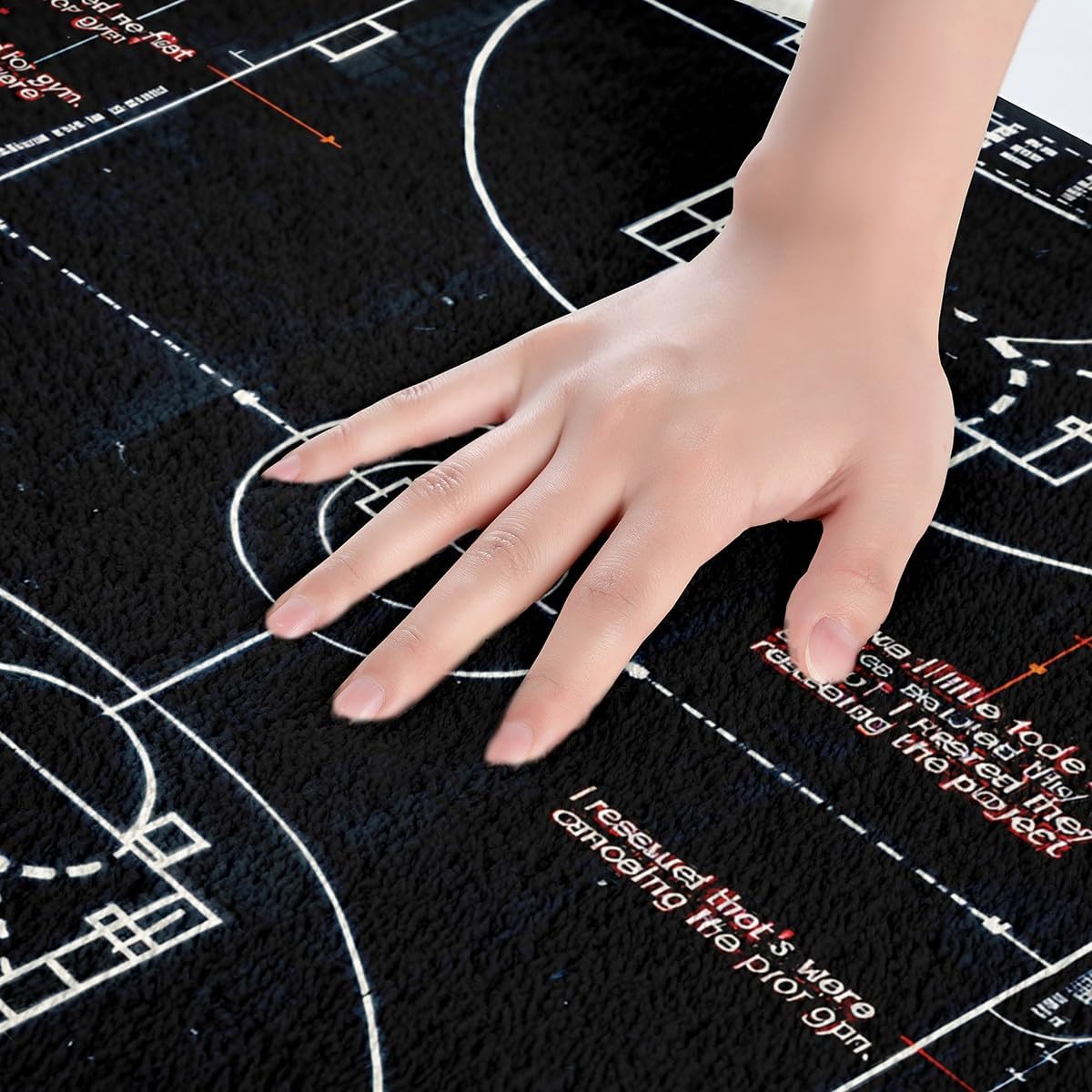Feelyou Basketball Soft Fleece Door Carpet Ball Sport Game Polyester Bath Rug for Kids Boys Girls Sport Theme Non Slip Bath Mat Basketball Court Plan Bathroom Floor Indoor Doormat,16x24 Inch