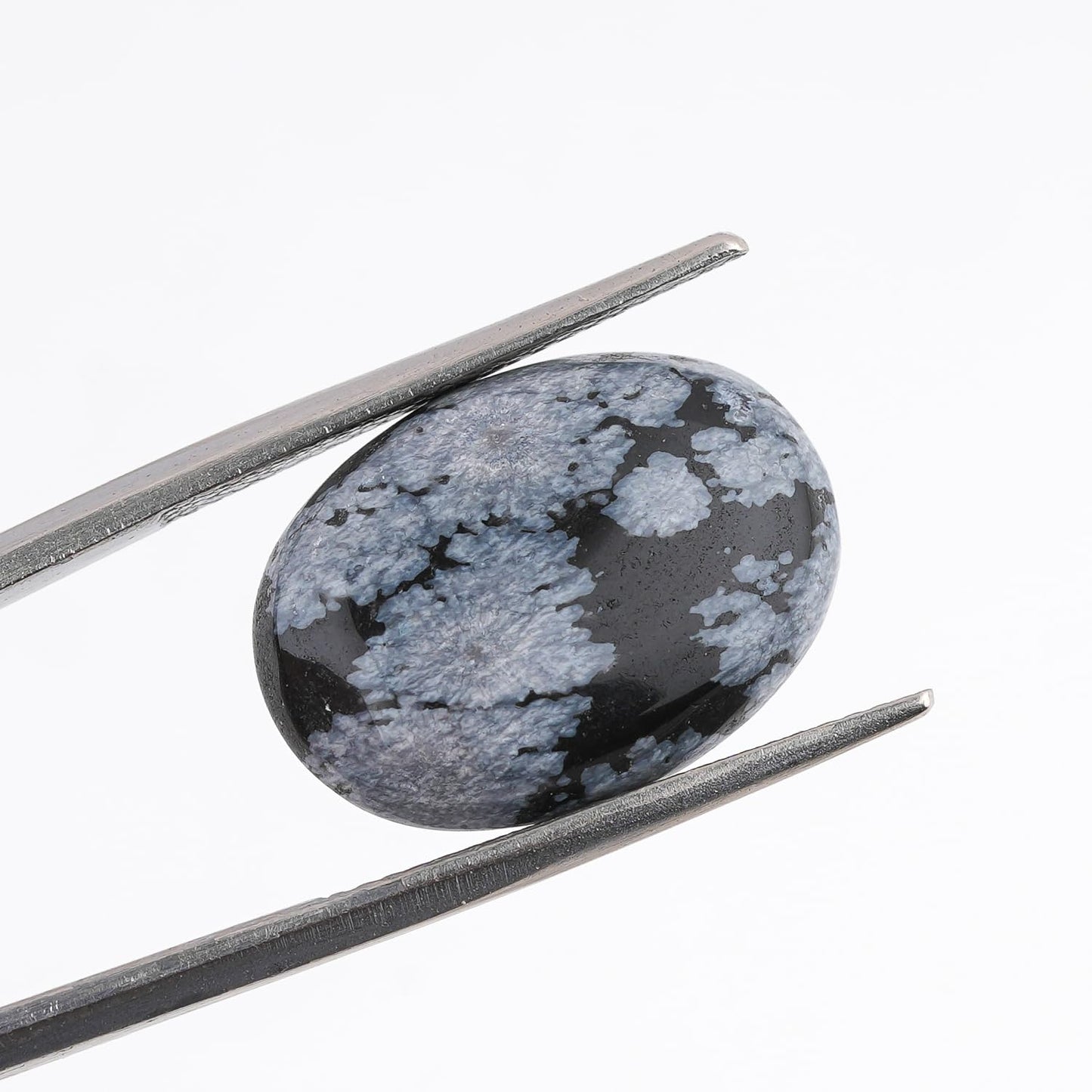 GemSymphony Natural Snowflake Obsidian Gemstone Cabochon Pack of 5 Mixed Shapes – Polished Crystal Stones for Jewelry Making Supply, Healing, Reiki & DIY Crafts, Natural Gem Cab Set for Wire Wrapping (10-20 mm)