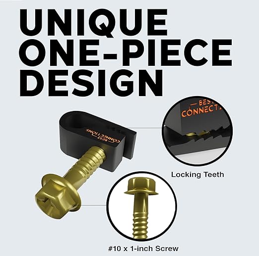 Best Connections Coaxial Cable Clips with Pre-Inserted Screw 1/4" inch (500 Pack) – Black Single Mounting Clamps for Coax (RG6, RG59) and Ethernet Cables – Cord Fasteners/Strain Relief Clip