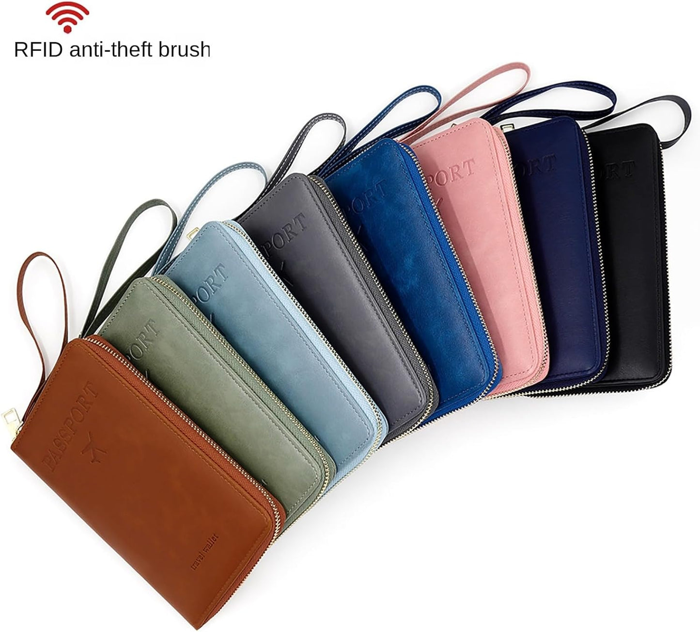 Rowgins Rfid Blocking Passport Holder Wallet, Rowgins Rfid Passport Holder with Zipper, PU Leather PassportHolder for Travel (SKY BLUE)