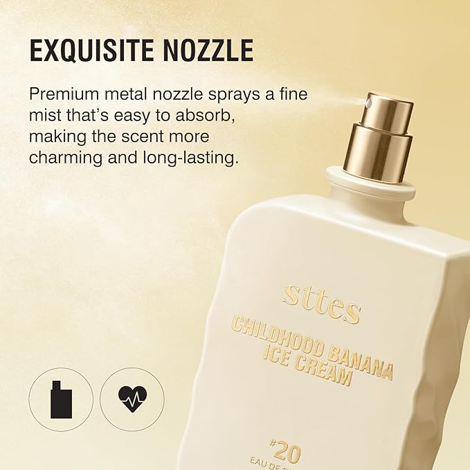 Sttes Perfume #20 for Women – Childhood Banana Ice Cream Eau de Parfum, The Exact Sweetness You Remember: Ripe Banana, Vanilla Ice Cream & Caramel Crunch, Long-Lasting Sweet Gourmand Fragrance, 100ml